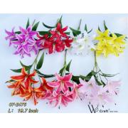 Artificial Flower-5 handfuls of Lilies Bush-Mixed Colors -24pcs/box-120pcs/case