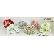 Artificial Flower-12PCs /7Heads Mini Artificial Rose Flowers Bouquet --Mixed Color-24pcs/box-120pcs/case