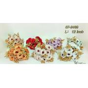 Artificial Flower-7PC Small Roses With Golden bean Flowers Bouquet-Mixed Color -24pcs/box-120pcs/case